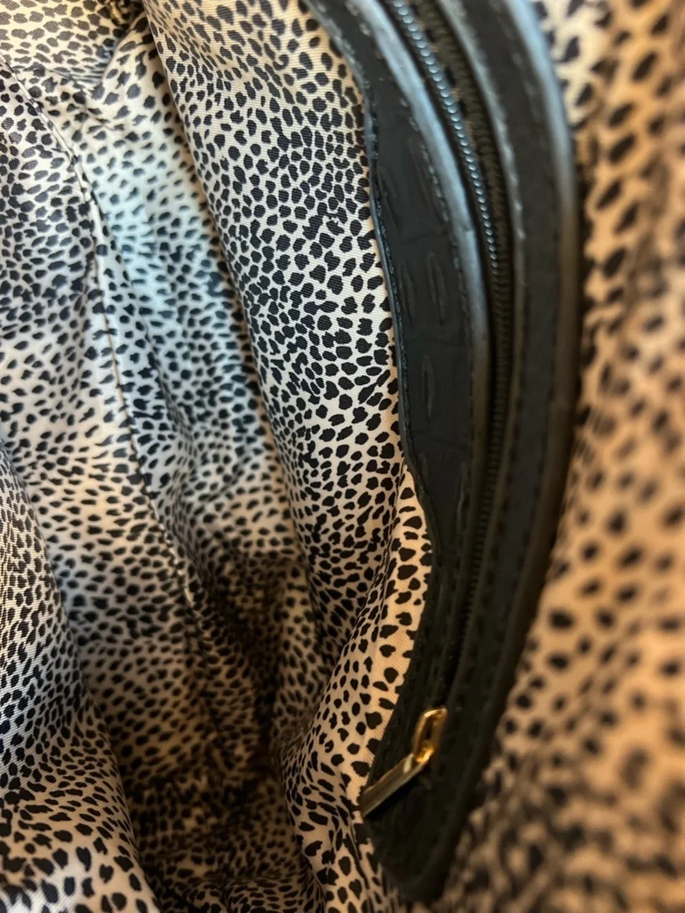 Vintage Black Embossed Leather Croc Ostrich Crossbody Bag Gold Hardware 90s